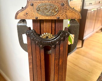 Late 1800's Clothes Drying Rack | L. Hopkins Wall Hanging Clothes Rack | Wood Armed Clothes Rack | Perfection Clothes Drier |Wood Towel Rack