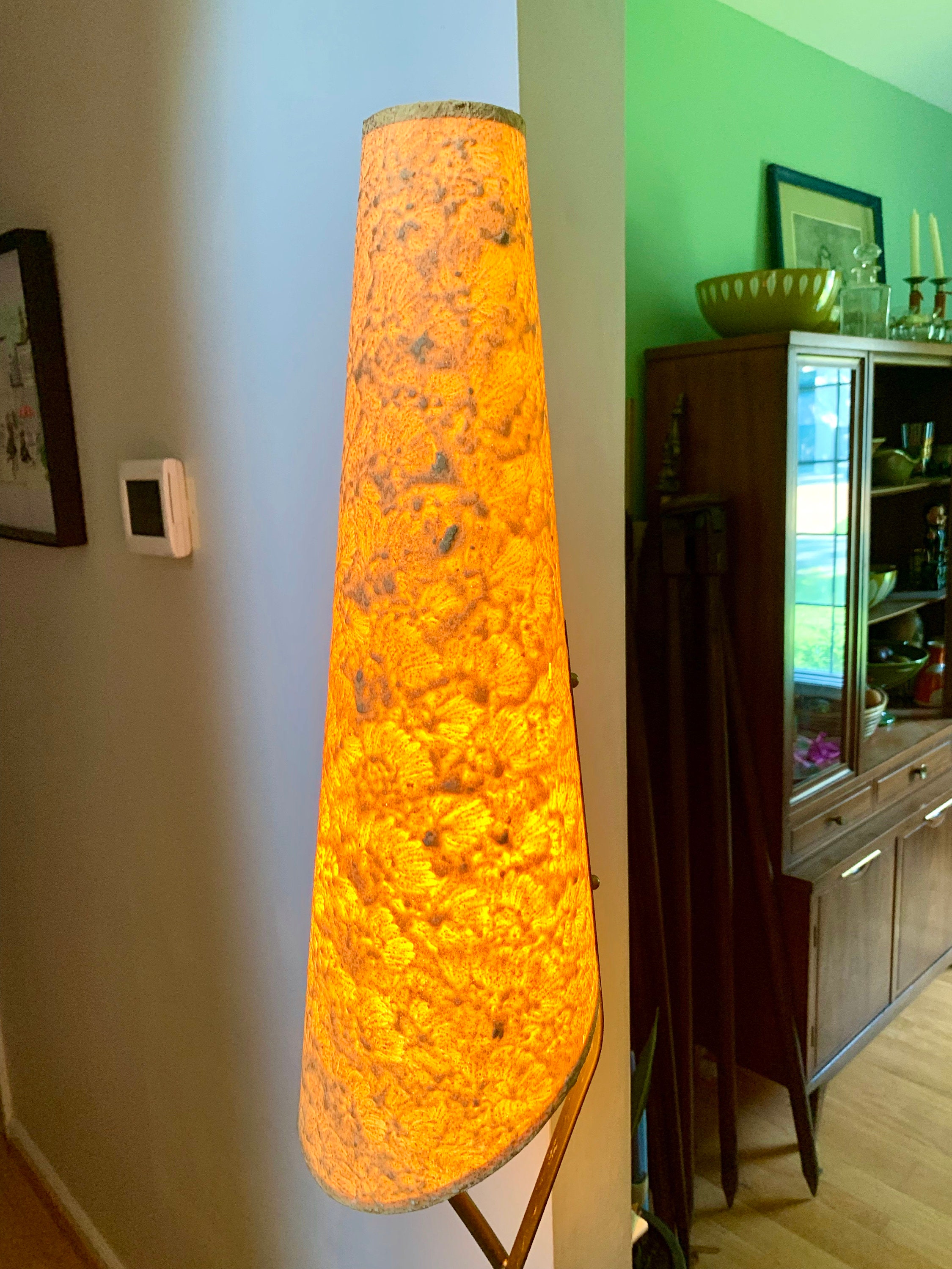 Vintage MCM Style Floor Lamp Cone Shade Floor Lamp Resin Etsy