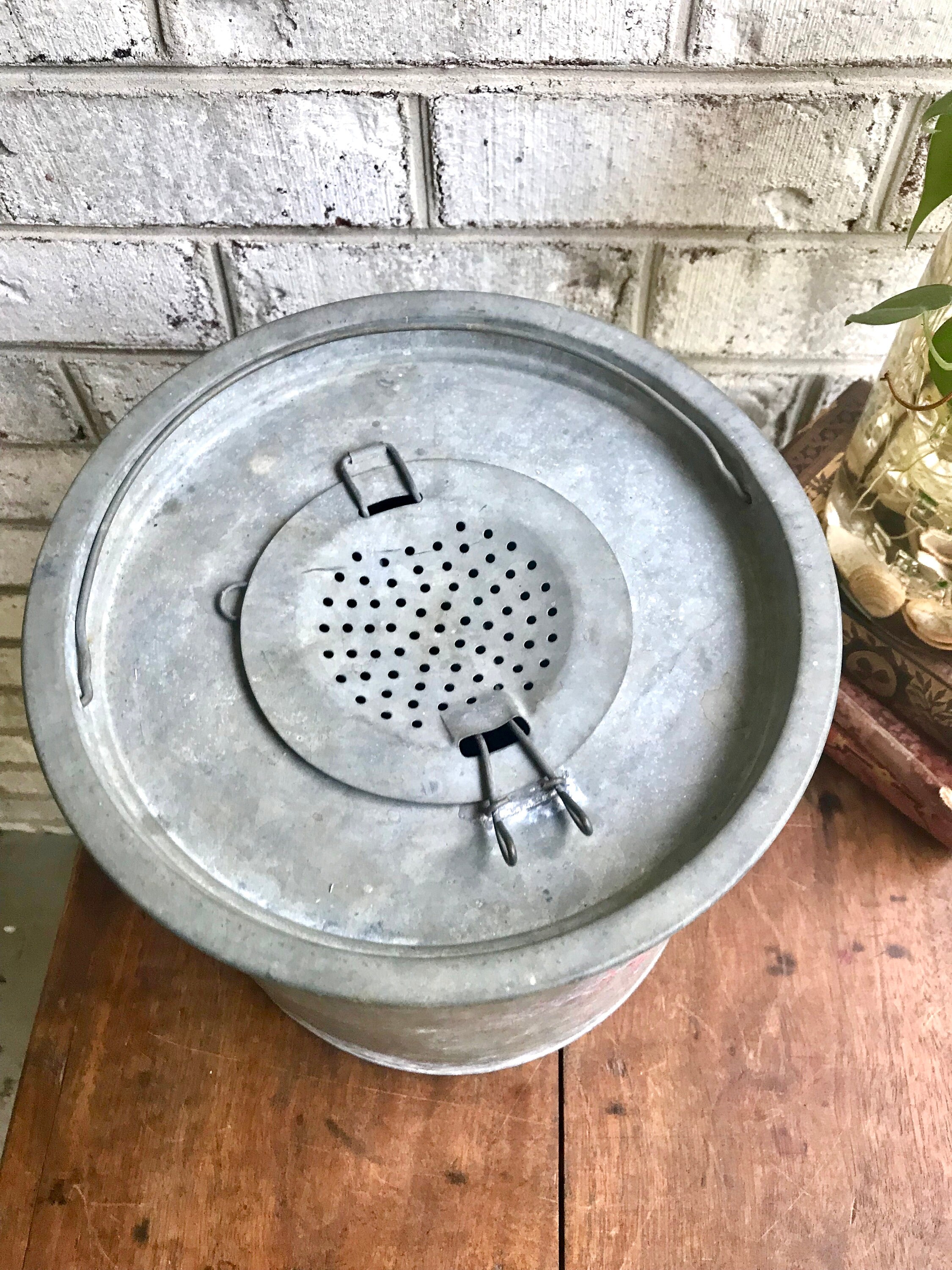 Rustic Minnow Bucket Metal Bait Bucket With Net Two Piece Etsy