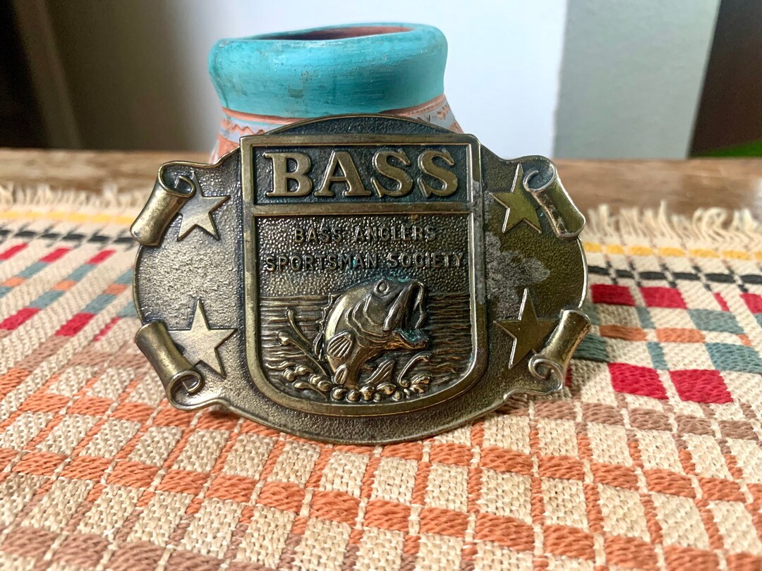 Vintage Solid Brass Bass Belt Buckle Bass Anglers Sportsman Society