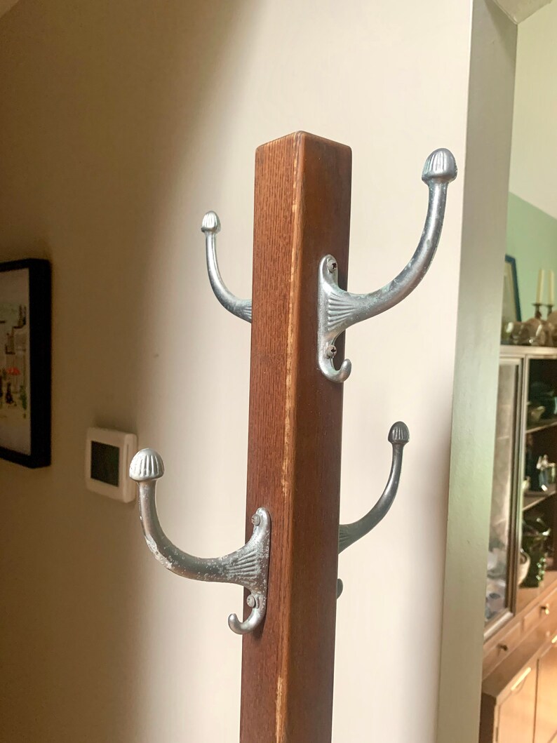 Vintage Wood Coat Rack Wooden Coat Stand Art Deco Coat Etsy