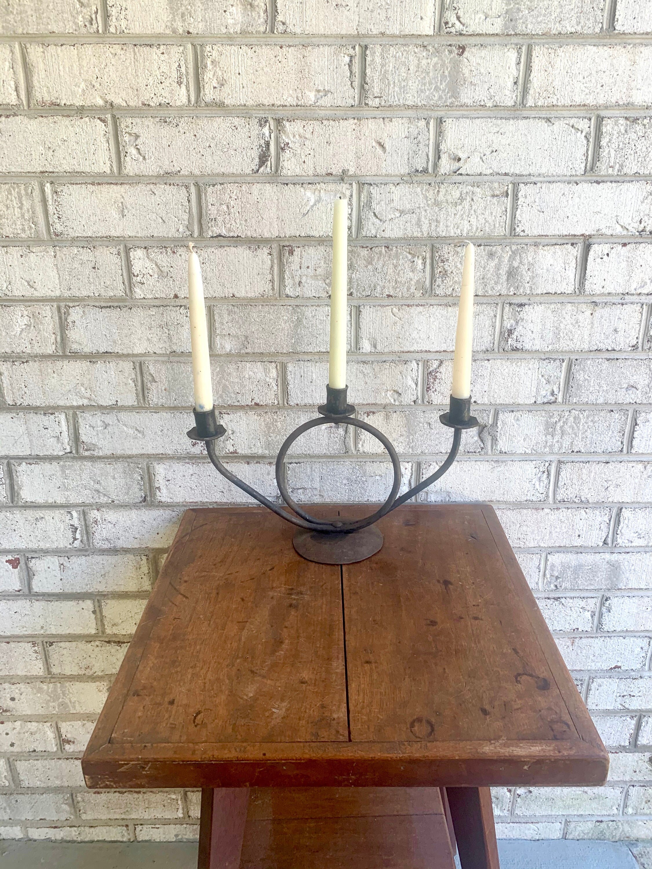 Antique Iron Candle Stick Primitive Candle Holder Rustic Etsy