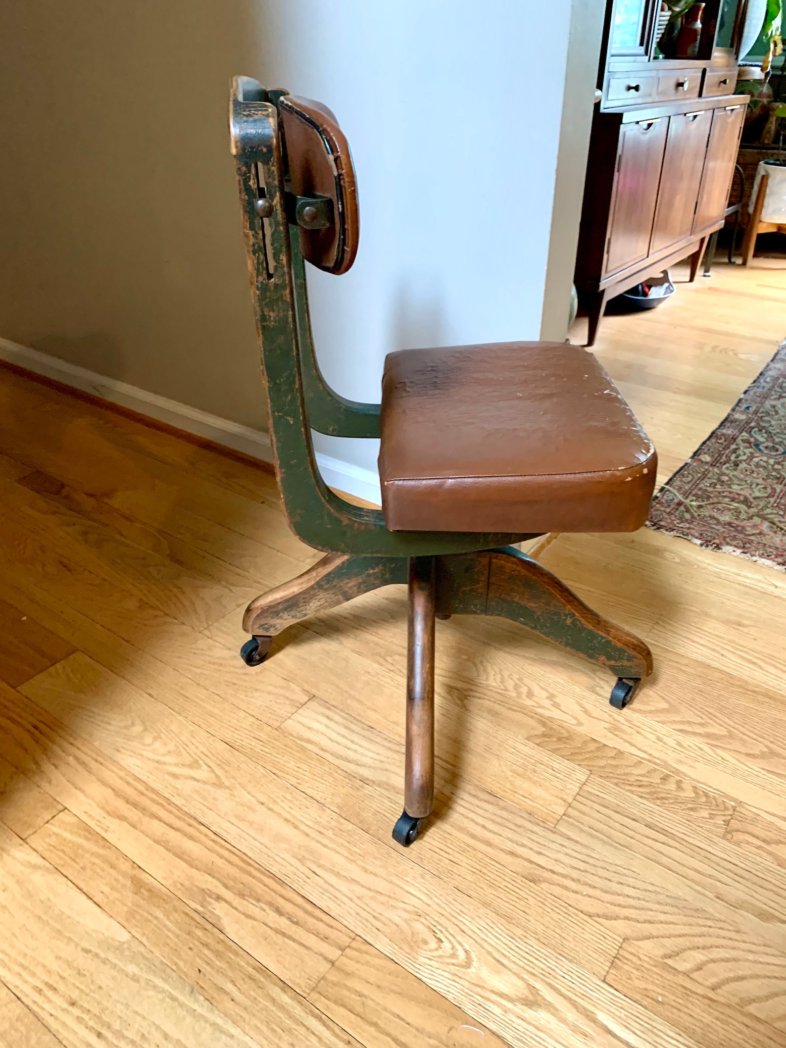 Vintage Solid Wood Desk Chair Domore Chair Co. Wooden Swivel Etsy