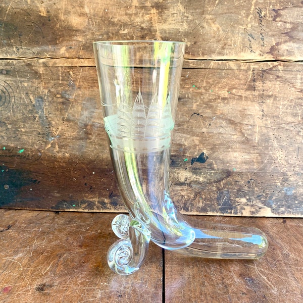 Nautical Themed Horn Drinking Glass | Schooner Themed Drinking Glass | Unique Drinking Glass | Nautical Themed Beer Glass