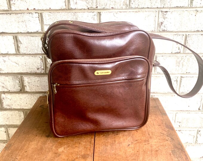 Vintage Samsonite Vinyl Shoulder Bag 70's Canvas Samsonite Purse Brown