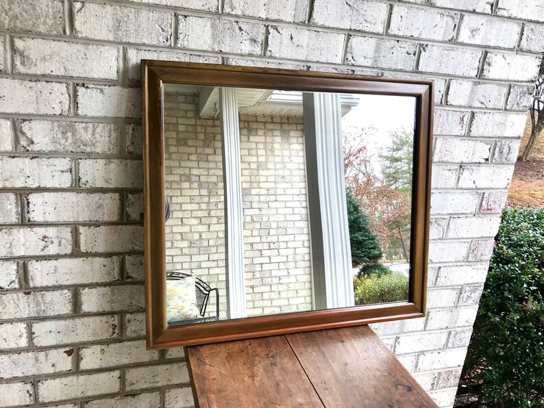 Antique Wood Framed Mirror Rustic Wall Distressed Frame Farmhouse Decor Hanging Mantel