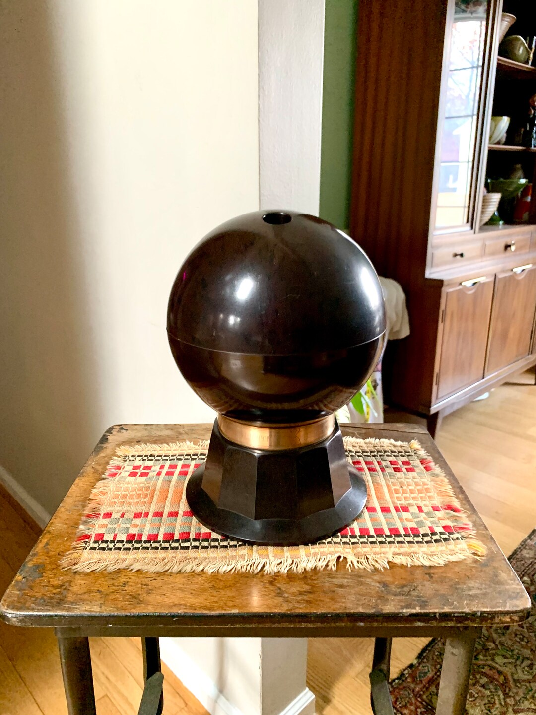 Vintage Evans Bakelite Bowling Ball Musical Cocktail Set Bakelite Bowling Ball Rotating Musical