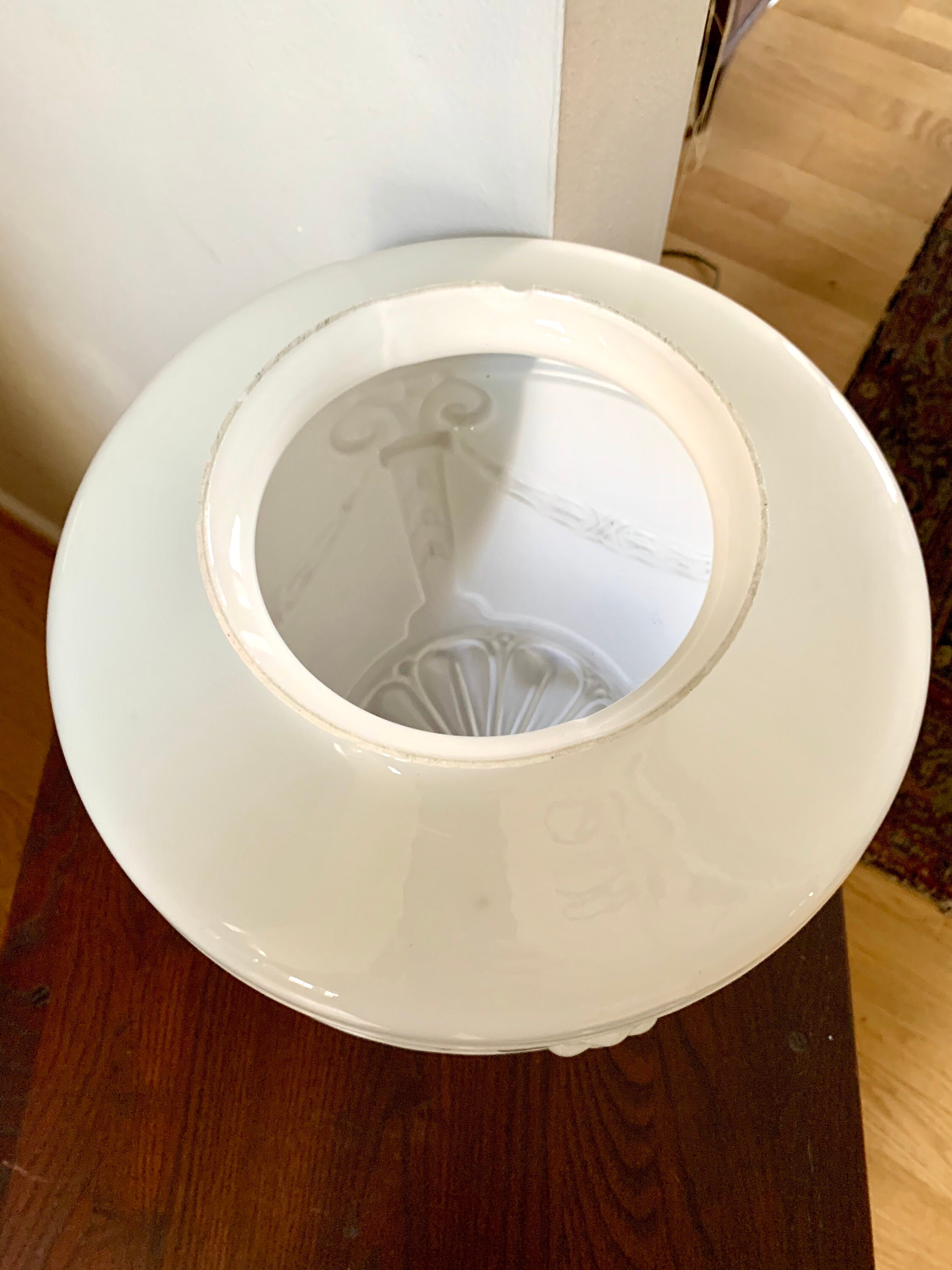 Large White Art Deco Glass Globe Hollywood Regency Light Etsy