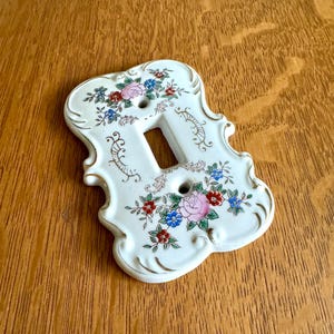 Vintage Arnart-porseleinen hoes voor enkele lichtschakelaar | Handgeschilderd porseleinen deksel lichtschakelaar | Porseleinen wandbekleding schakelaar