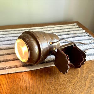 Vintage Metal Headboard Lamp | Art Deco Clamp Lamp | 1940&#39;s Bullet Fisheye Lamp | Industrial Reading Lamp | Atomic Clamp On Task Lamp