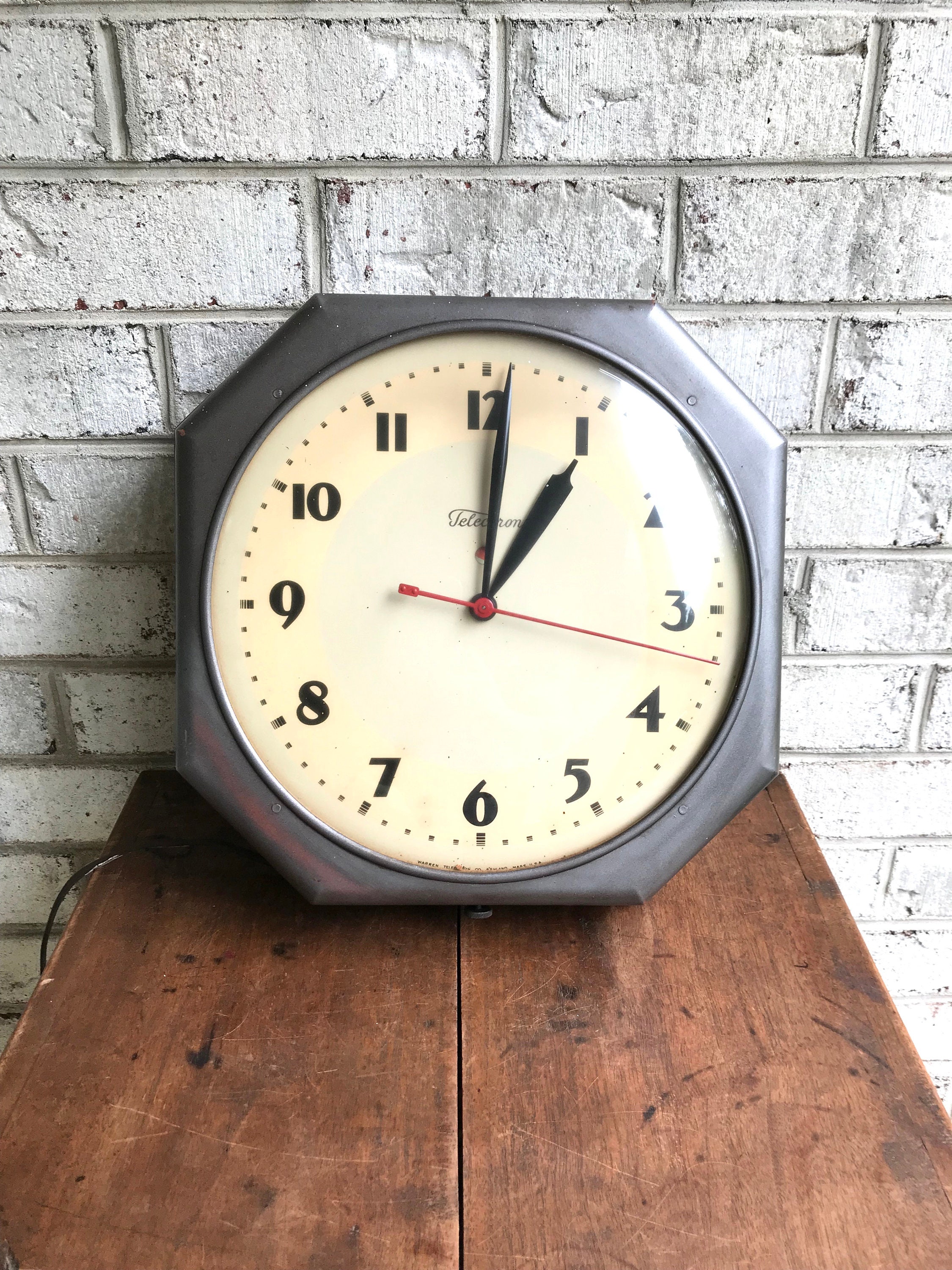 Vintage MCM Telchrom Wall Clock Classic Industrial Wall Etsy