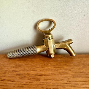 Antique Solid Brass Wine Barrel Spigot | Wood Barrel Keg Beer Tap | Wood Wine Keg Brass Tap | Large Brass Wine/Beer Tap