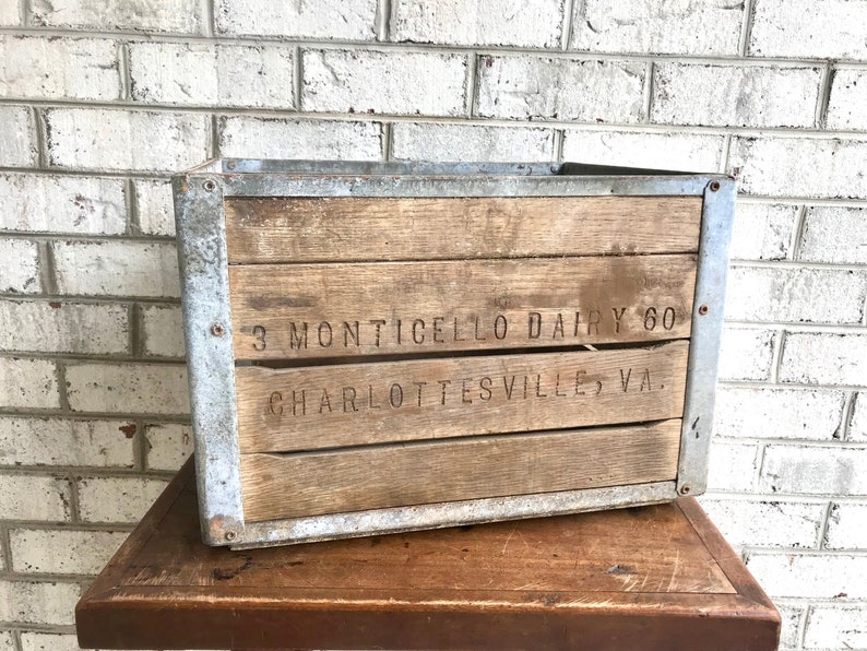 Antique Milk Crate Charlottesville Va Monticello Dairy Bottle Rustic Storage Plant Stand