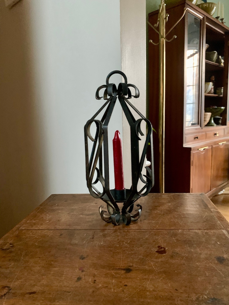 Vintage Hanging Iron Candle Holder Hanging Wrought Iron Etsy