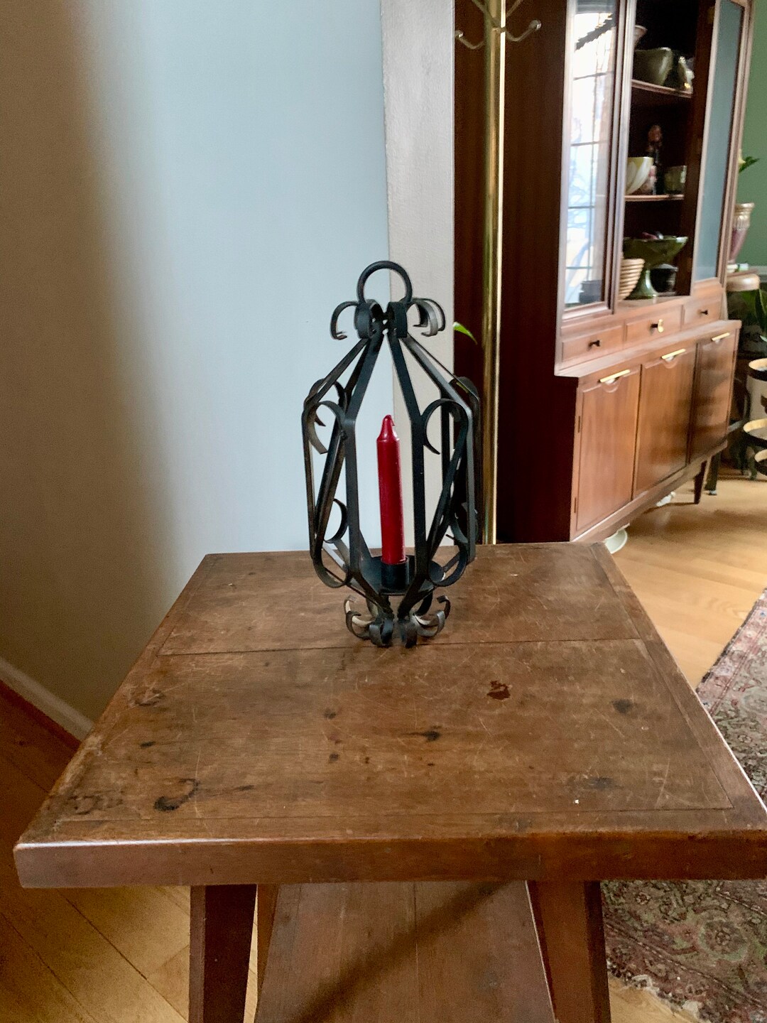 Vintage Hanging Iron Candle Holder Hanging Wrought Iron Etsy