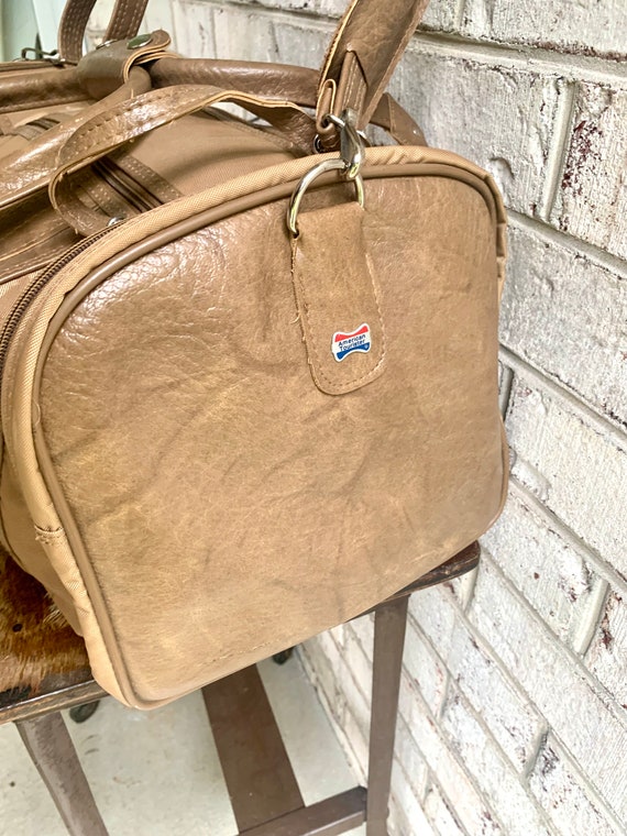 Vintage American Tourister Brown Marbled Duffle B… - image 3