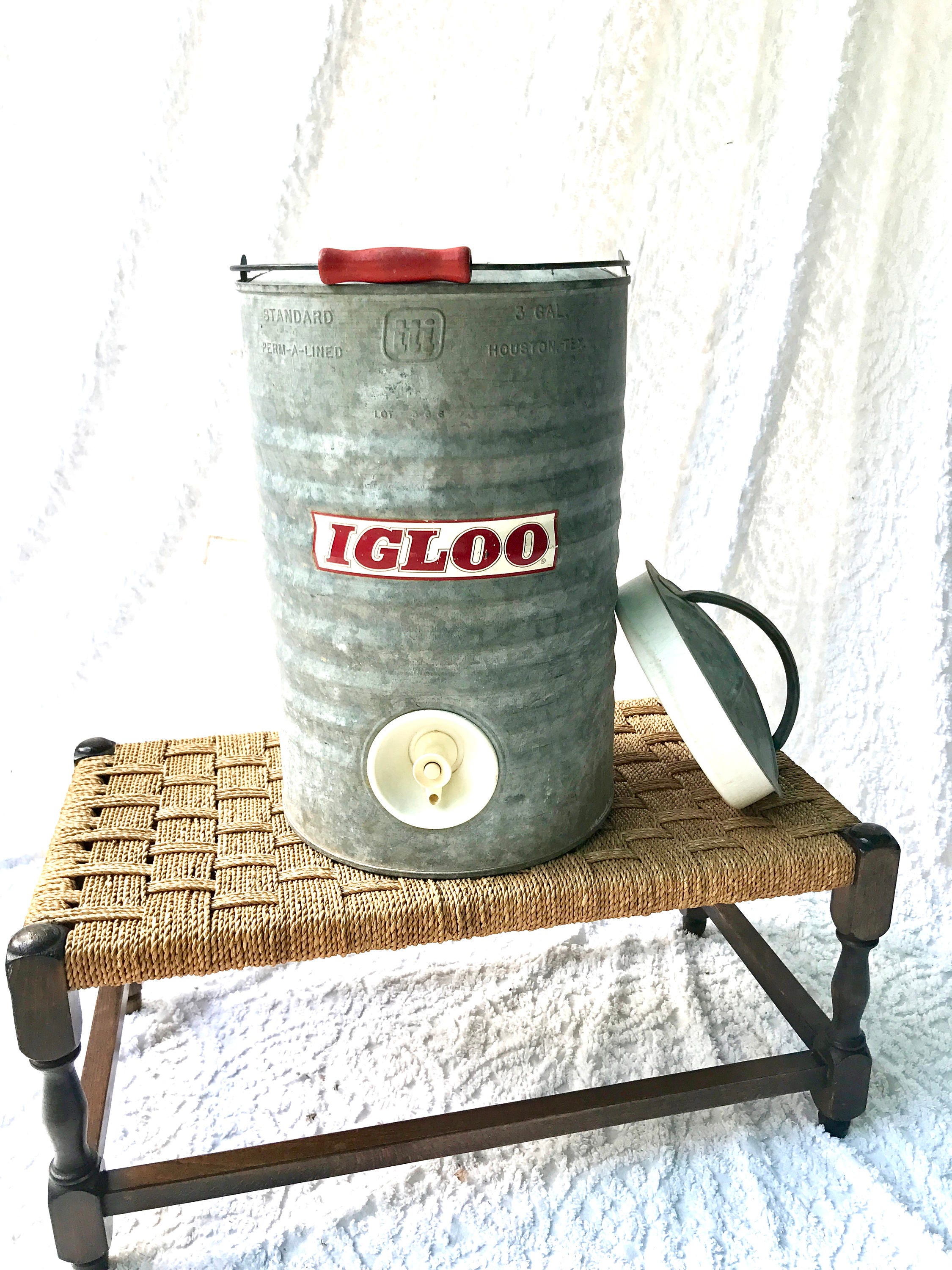 Vintage Igloo Metal Water Cooler 3 Gallon Galvanized Water Etsy