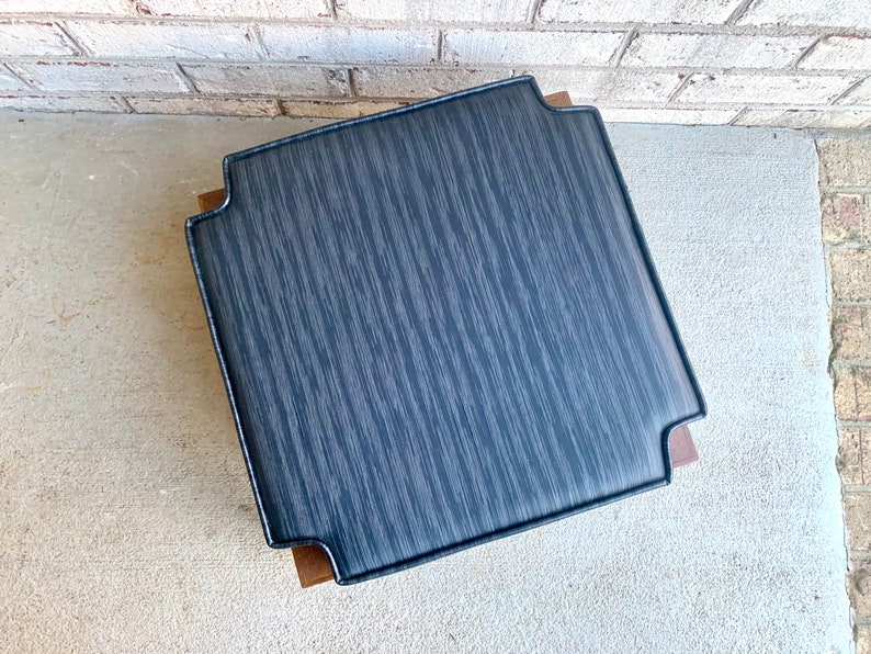 A Vintage Black Vinyl Foot Stool Black Vinyl Stool 3 Etsy