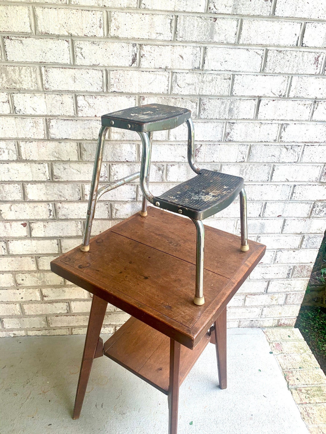Vintage Mid Century 50s Ames Maid Step Stool Chair Kitchen Retro