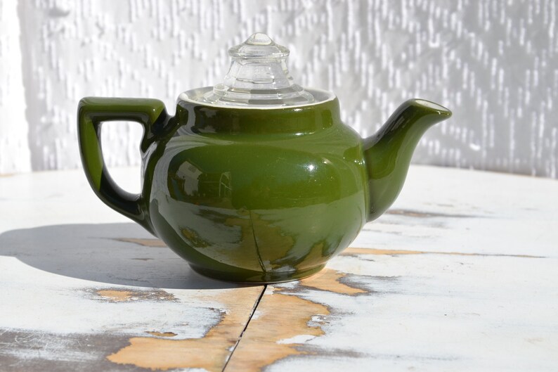 Hall China Teapot Green Teapot Olive Green Retro Camper Teapot Single