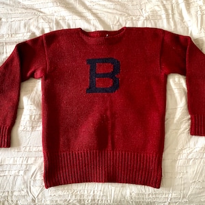 Suéter de lana de artículos deportivos Belén de la década de 1940 / Suéter de lana de punto letra "B" / Suéter de lana de ropa deportiva de la década de 1940 Suéter de lana "B" /