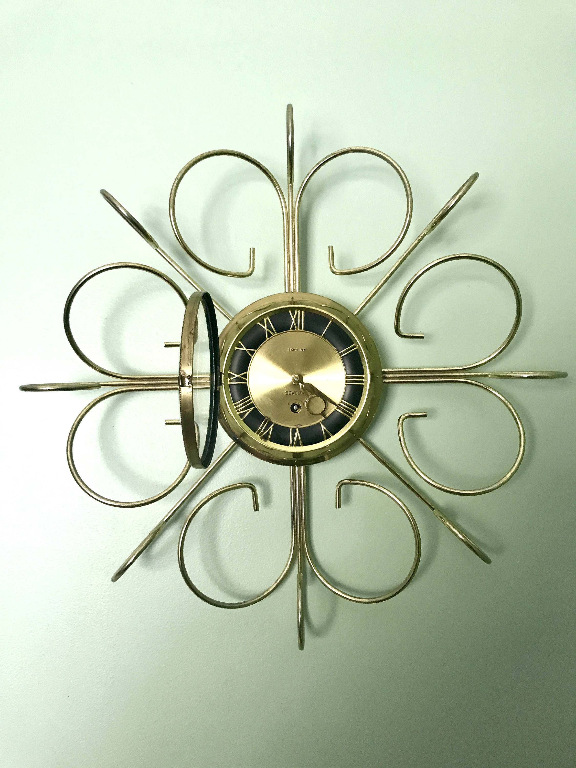Vintage Retro Starburst Wall Clock Gold Sunburst Eight Day Etsy Australia