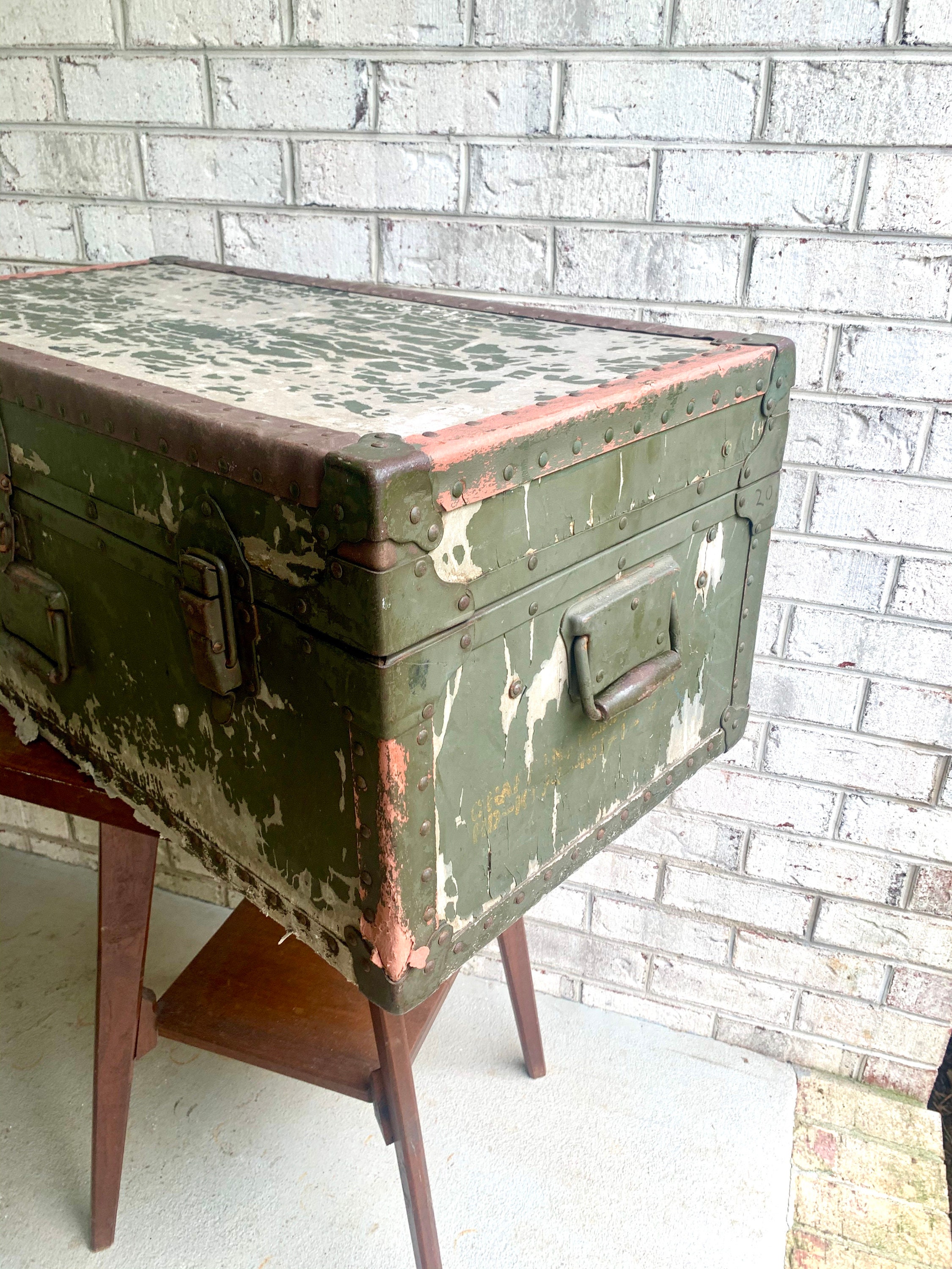 Vintage Military Storage Trunk / Military Foot Locker / U.S. Etsy