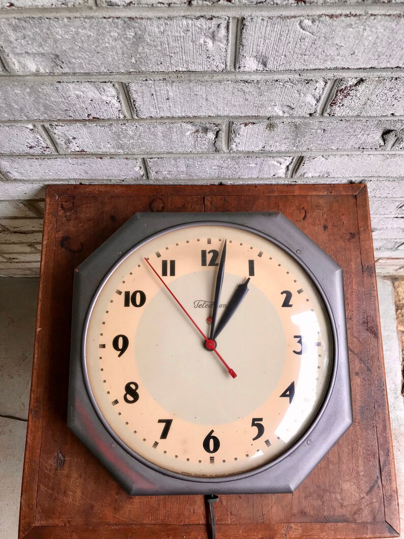 Vintage MCM Telchrom Wall Clock Classic Industrial Wall Etsy