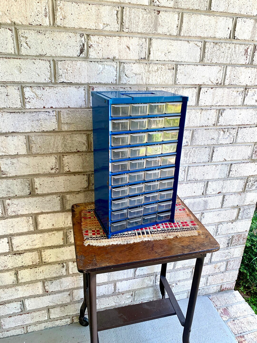 Vintage Blue Nuts and Bolts Organizer Small Parts Etsy