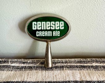 Genesee Creme Ale Beer Tab Handle | Oval Genesee Beer Tap Handle| Green and White Genesee Beer Tap Handle| Bar Tap | Genesee Beer Tap Handle