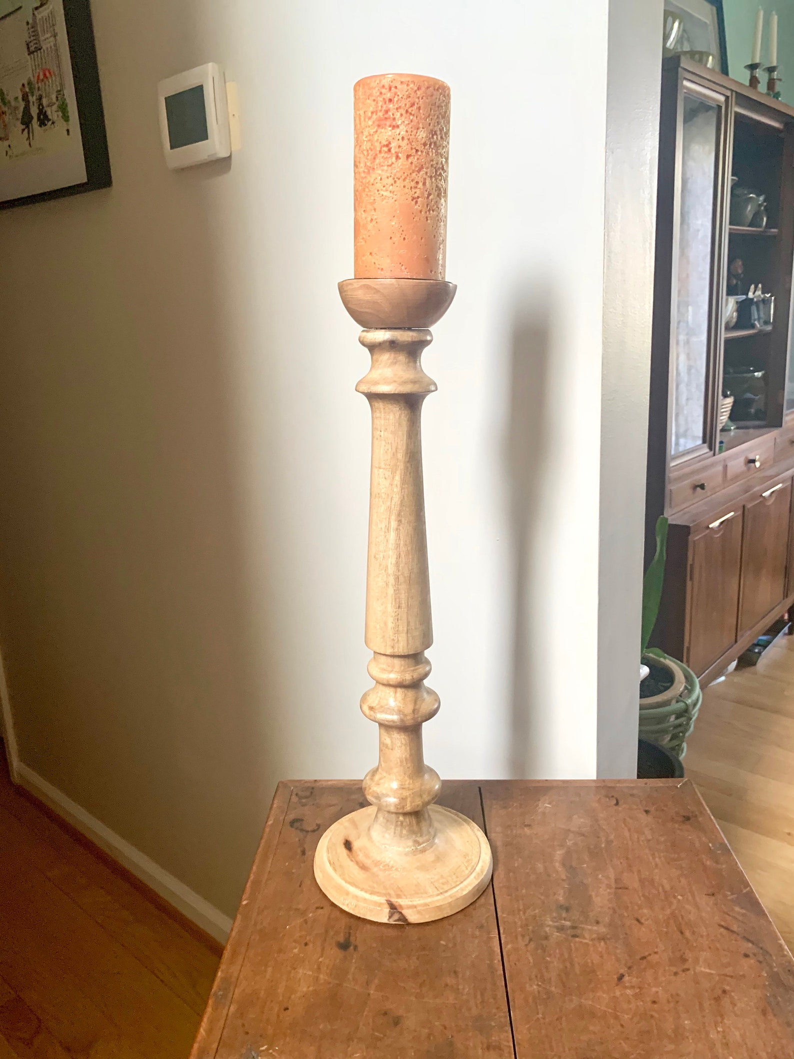 Large Natural Wood Candle Holder Candle Pillar Floor Etsy