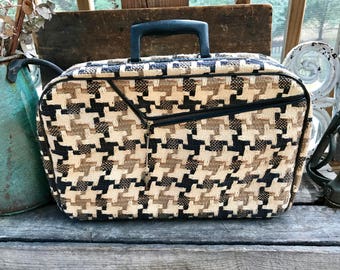 Vintage Houndstooth Cloth Small Luggage 