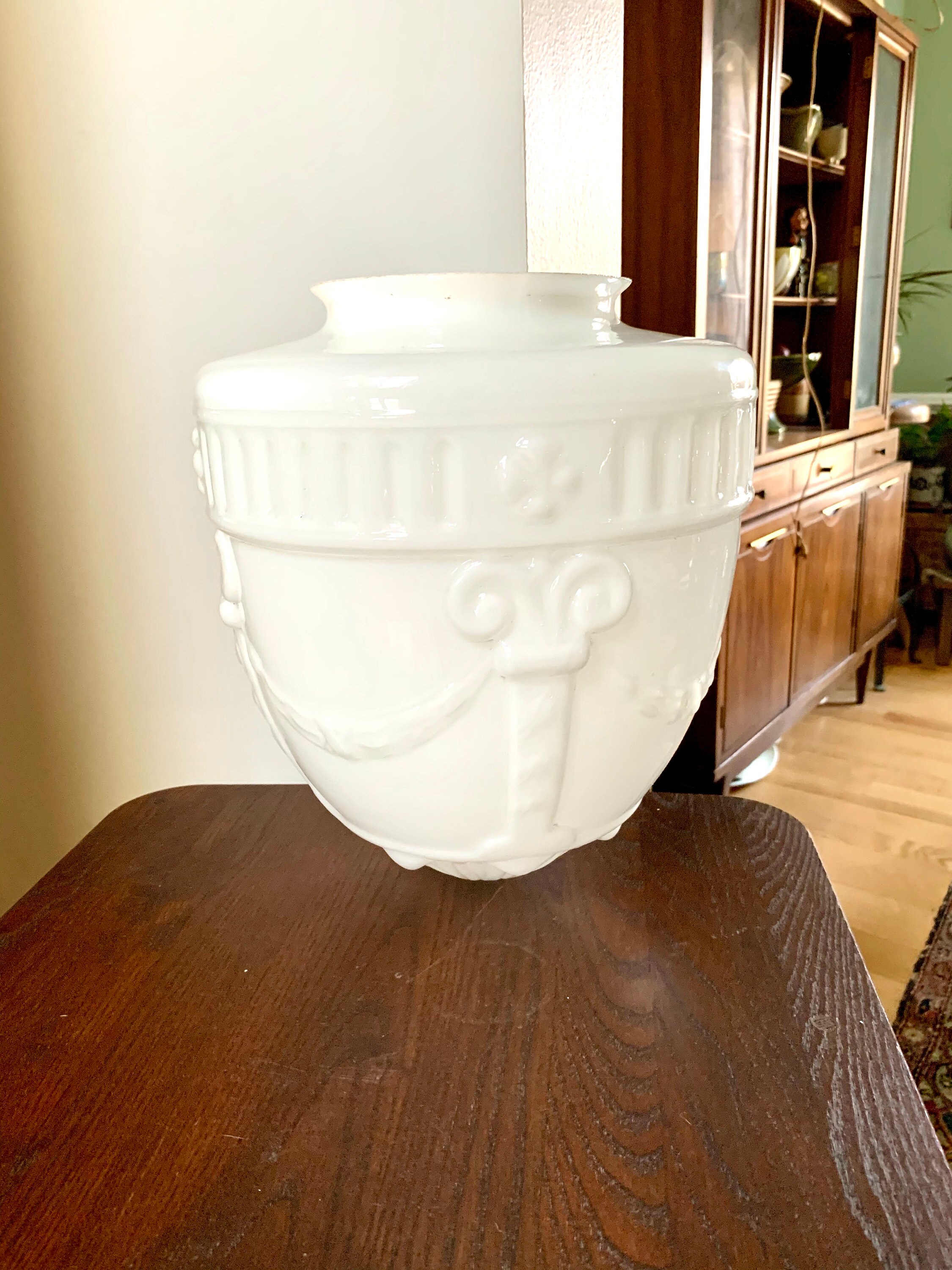 Large White Art Deco Glass Globe Hollywood Regency Light Etsy