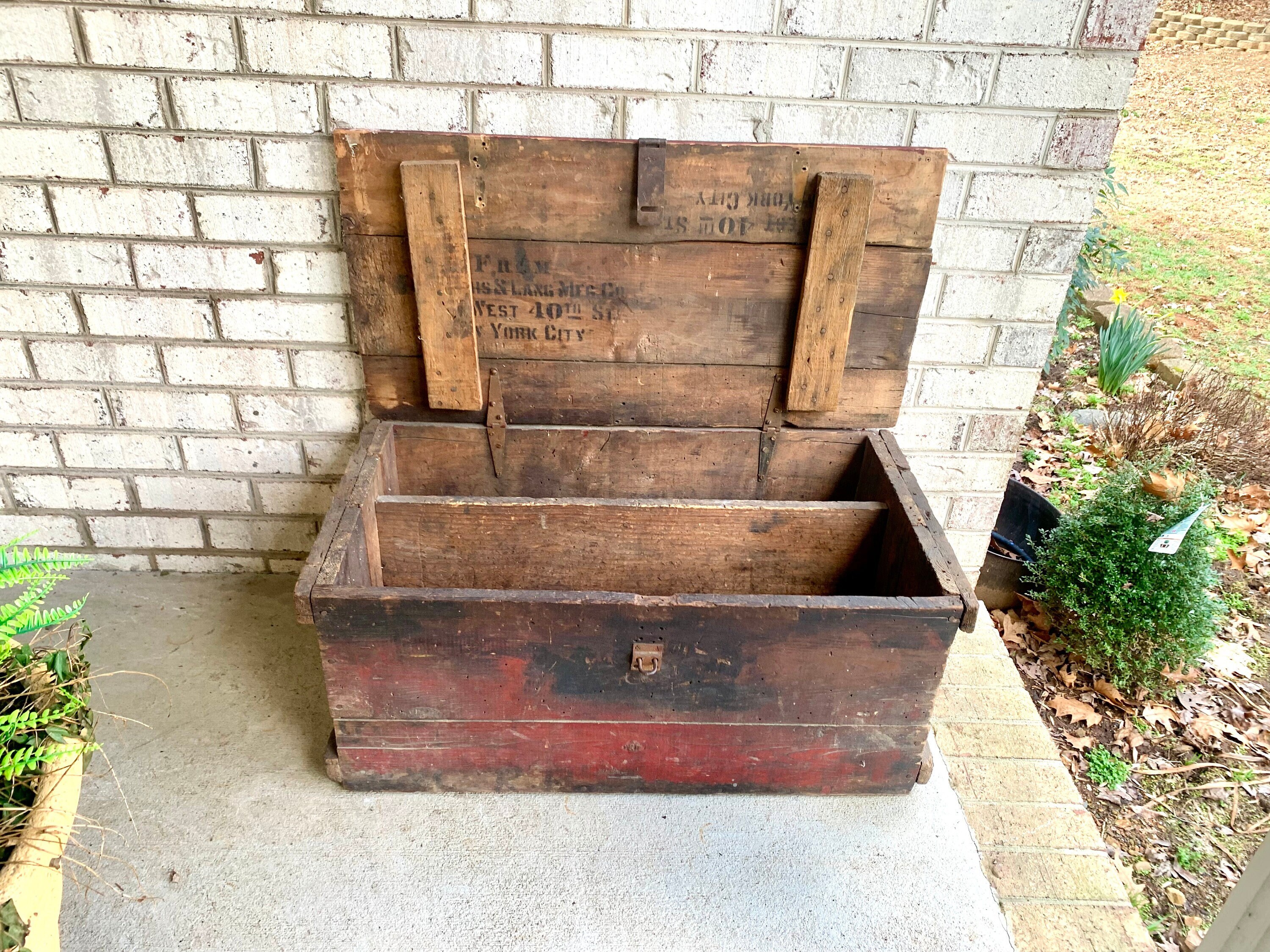 New Large Rustic Solid Wood Tool Box For Decor - Tool Boxes, Belts