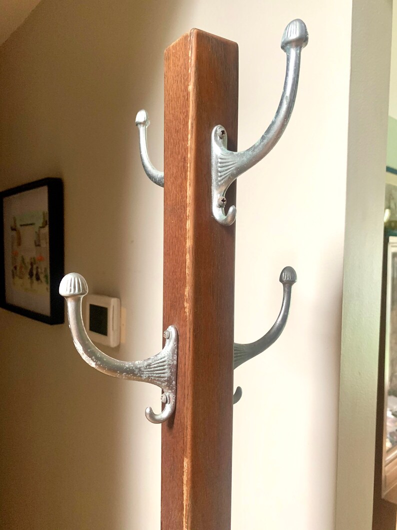 Vintage Wood Coat Rack Wooden Coat Stand Art Deco Coat Etsy