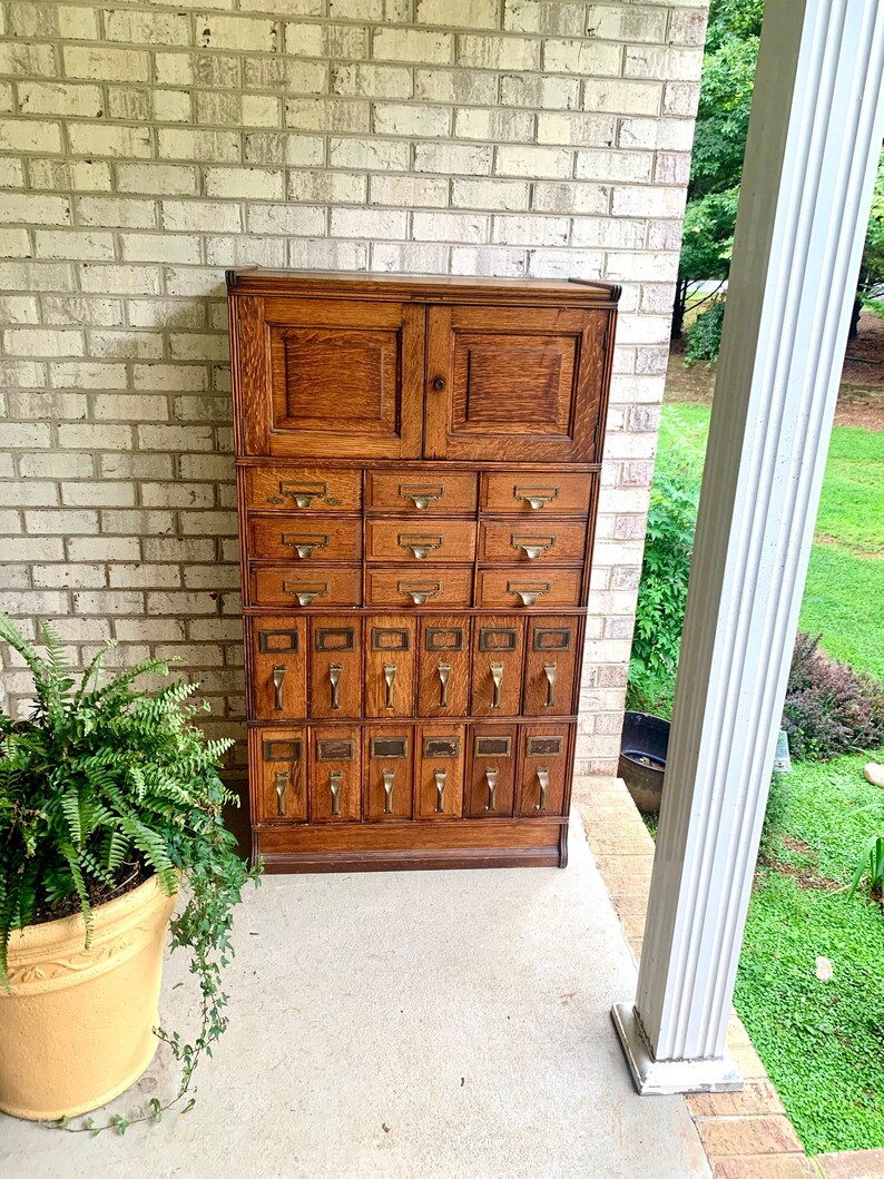 Antique Yawmen & Erbe Wood Filing Wooden 20 Drawer Etsy