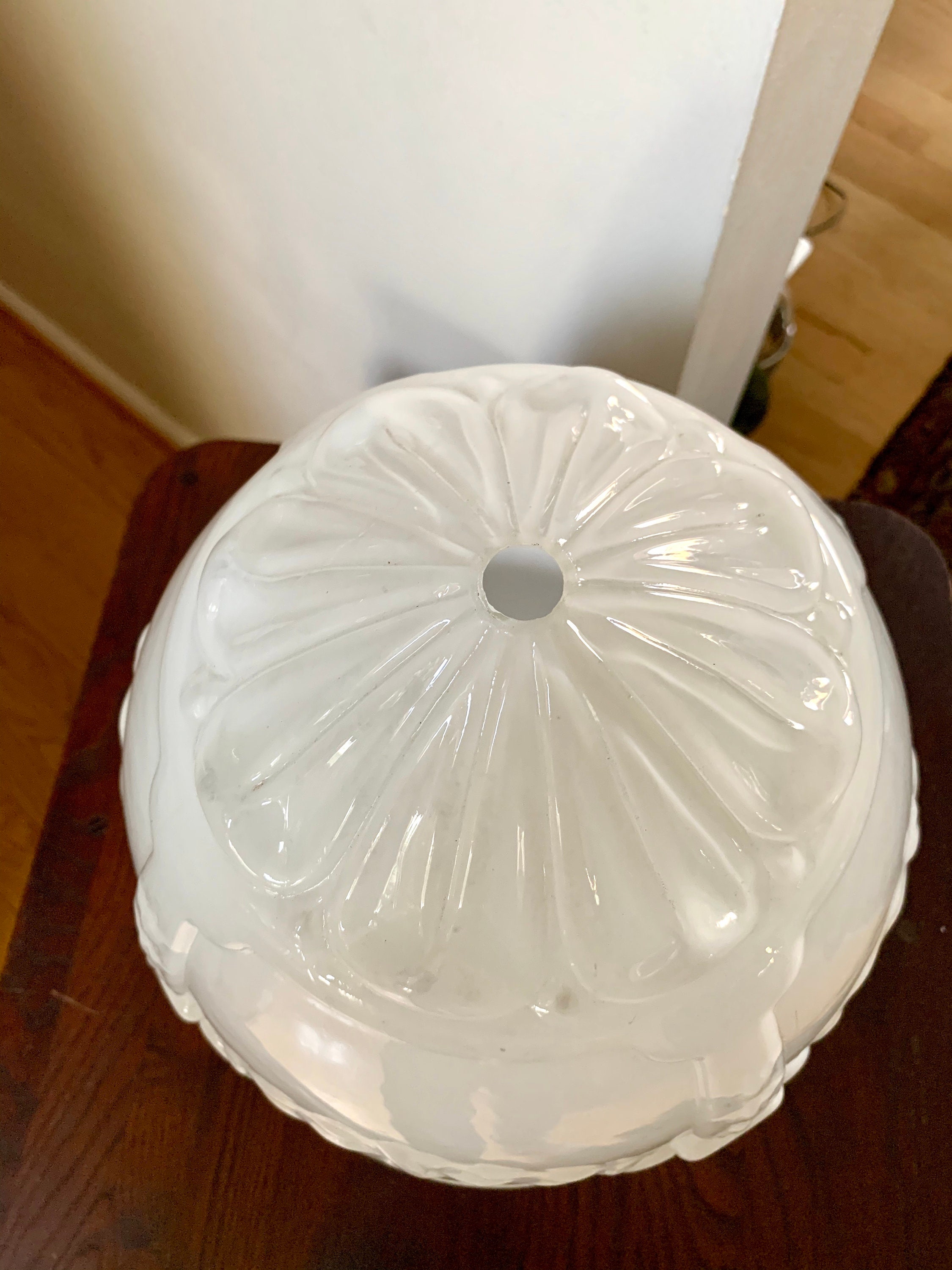Large White Art Deco Glass Globe Hollywood Regency Light Etsy