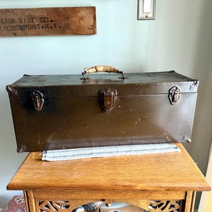 Vintage Distressed Kennedy Tool Box | Large Metal Toolbox | Rustic Storage Box | Distressed Metal Tool Box | Heavy Duty Utility Box| Toolbox
