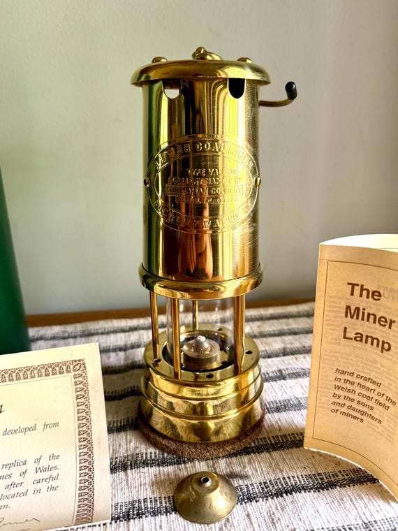 Vintage Brass British Coal Mining Lamp| Brass Miner's Lamp