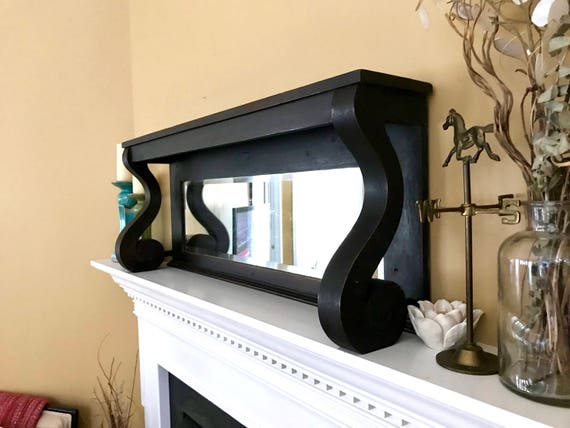 Antique Wooden Mantel With Mirror Mantel With Corbels Etsy