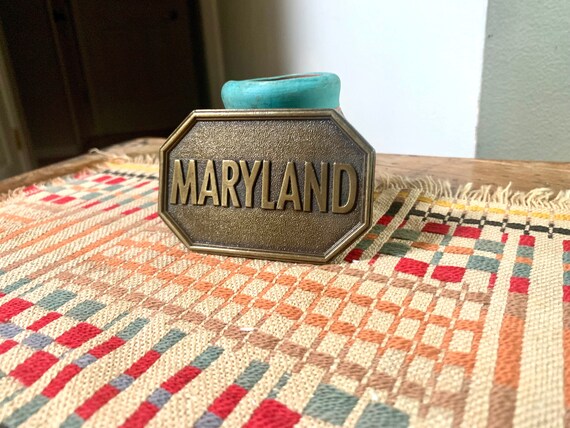 Vintage Solid Brass Maryland Belt Buckle | Brass … - image 1