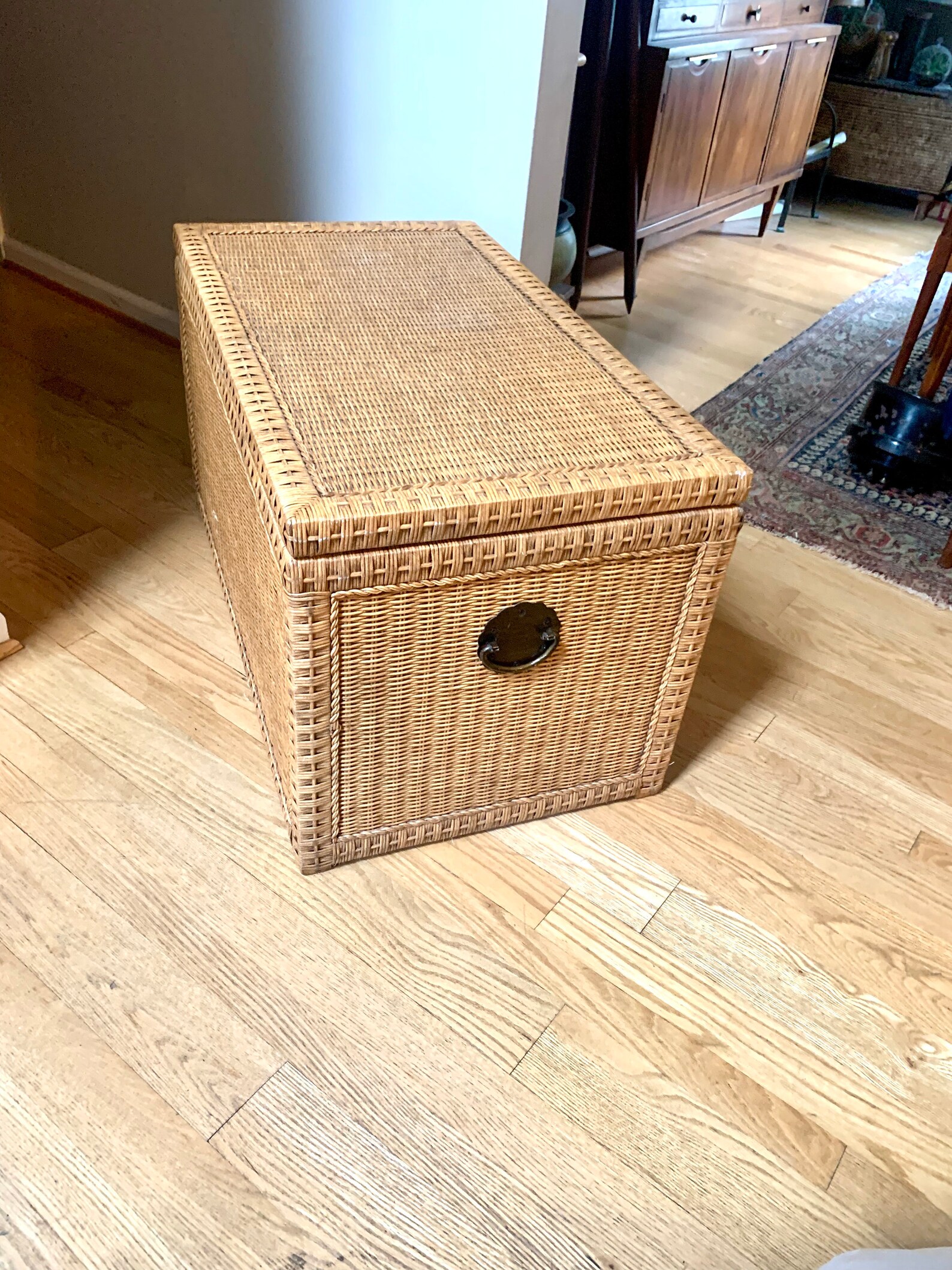 Vintage Pier 1 Wicker Hope Chest Large Natural Rattan Trunk Etsy