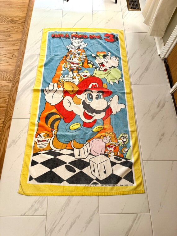 Vintage 1990 Super Mario Bros 3 Beach Towel Nintendo of America Inc. Beach Towel Super Mario Bros Yellow Towel Etsy