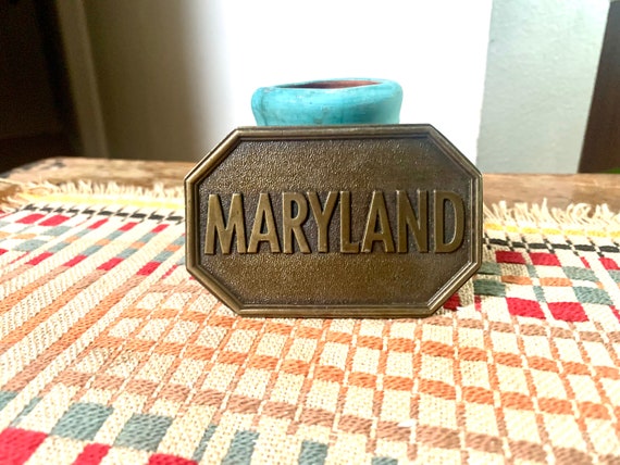 Vintage Solid Brass Maryland Belt Buckle | Brass … - image 3