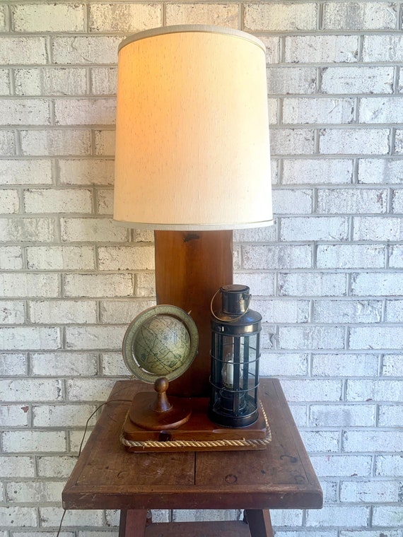 Vintage Nautical Theme Lamp World Globe and Lantern Lamp Nautical