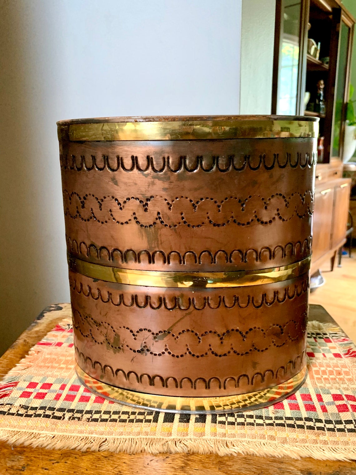 Set of 3 Copper Nesting Trash Cans Stamped Copper Trash Cans Etsy