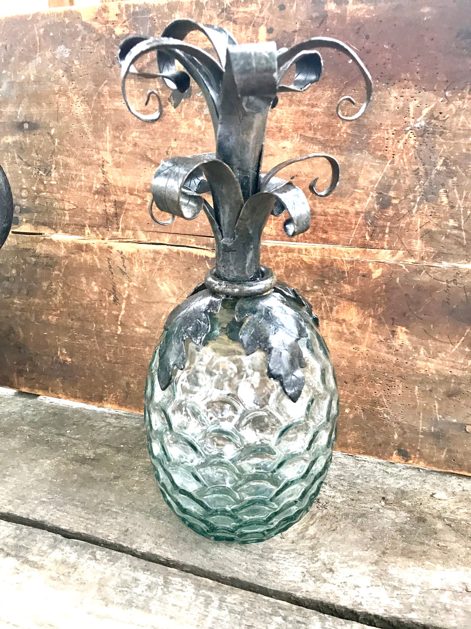 Vintage Palecek Glass Pineapple Palecek Glass Decor Etsy