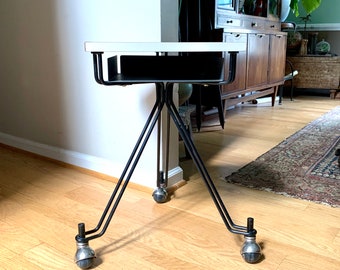 MCM Eliot Noyes Rolling Table | IBM Three Legged MCM Rolling MCM Eliot Noyes Rolling Table | IBM Three Legged MCM Rolling