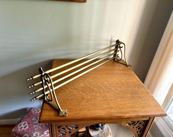 Antique Brass Train Pullman Luggage Rack | Brass Train Overhead Wall Mount Shelf | Railroad Pullman Car Style Brass Shelf | Brass Train Rack