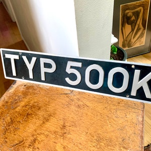 Vintage Mercedes Type 500K Euro License Plate | Euro Type 500K Black and Silver License Plate | Antique Type 500K Name Plate | Mercedes Benz